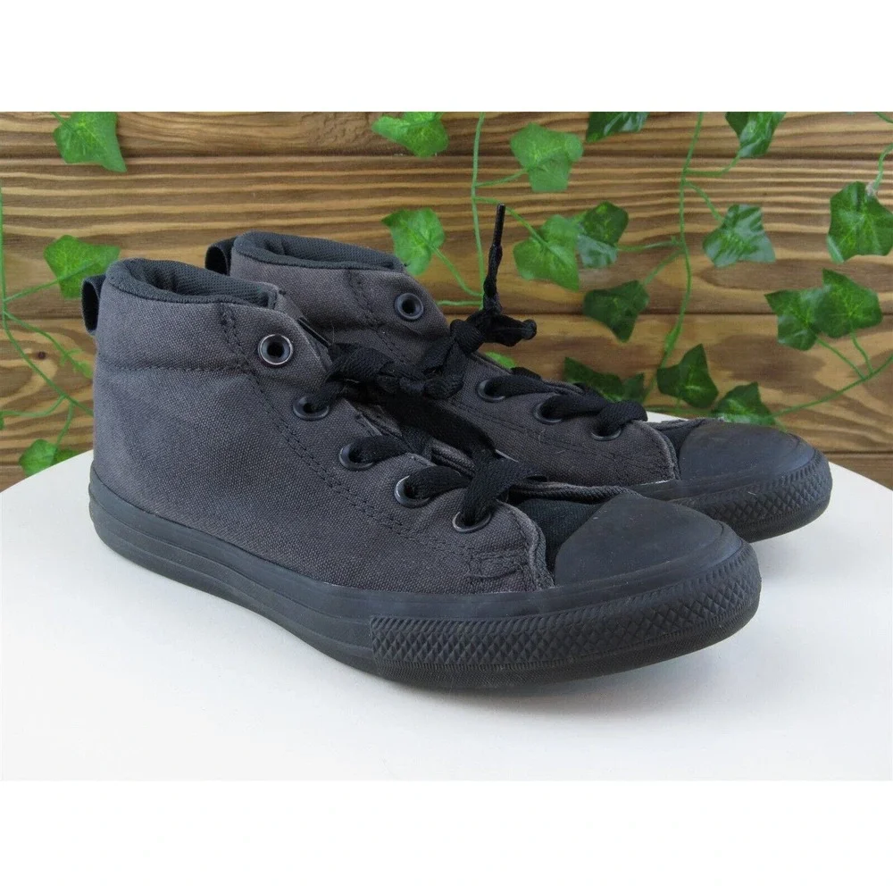 Converse Shoes Sz 3 Sneaker Boys Youth Black Fabric Lace‎ Up Medium
